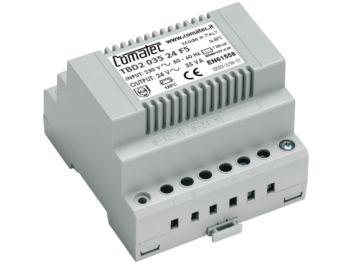 REG-Trenntransformator Comatec TBD2, IN: 230VAC, OUT: 24VAC/35VA, 5TE