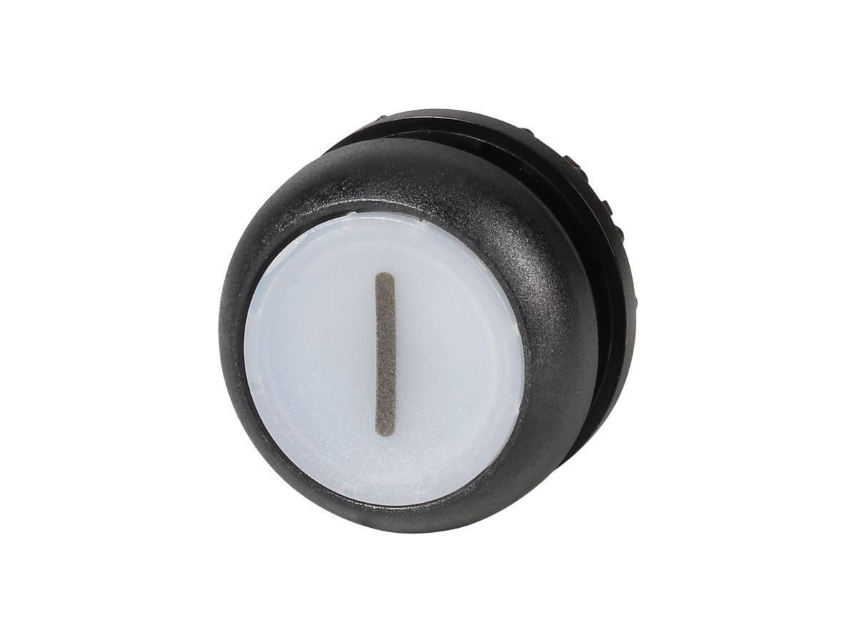 Leucht-Drucktaste ETN RMQ flach weiss I, rastend, Ring schwarz