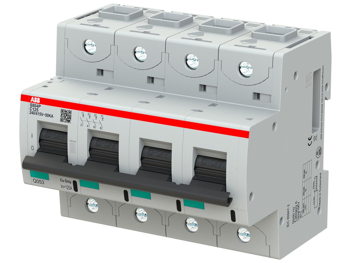 Leitungsschutzschalter ABB S804P-C125 4P 400V C-125A 50kA 6.5TE