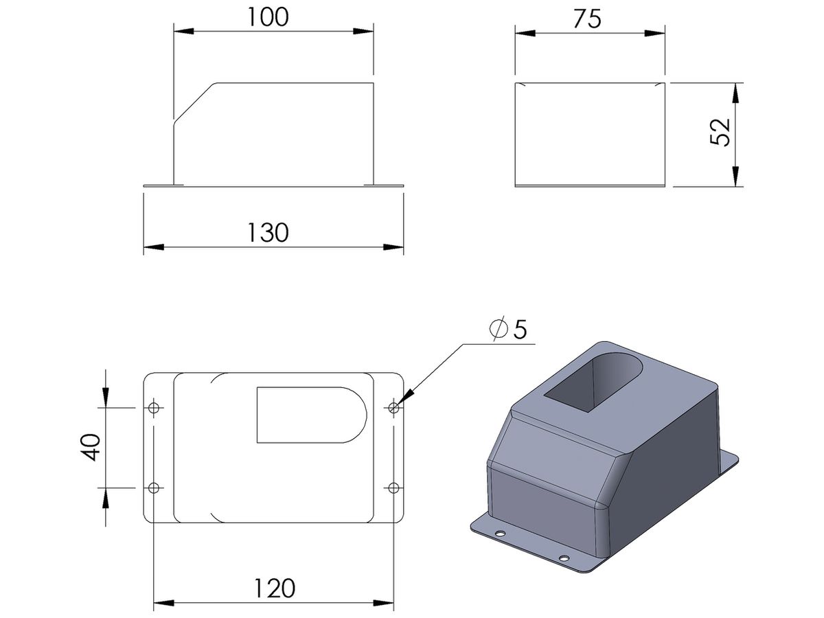 Ladebasis Lumatec IP54 100V 10V 131×76×57mm schwarz