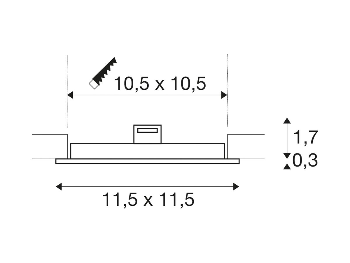 EB-LED-Deckenleuchte SLV SENSER12 SQUARE 200mA 6W 440lm 3000K EB 105×105mm ws