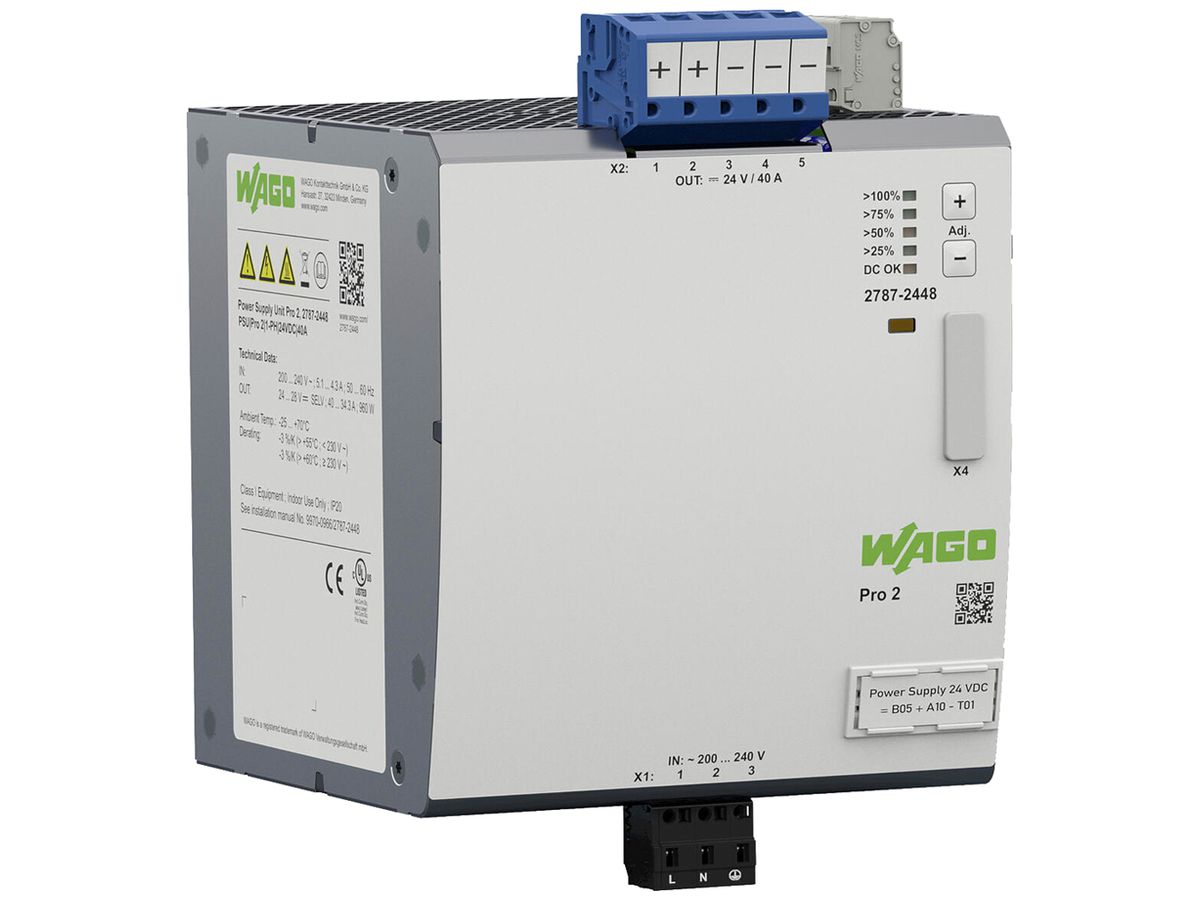 EB-Stromversorgung WAGO Pro 2 180…264V 255…373V 24…28V 40A 960W 7TE