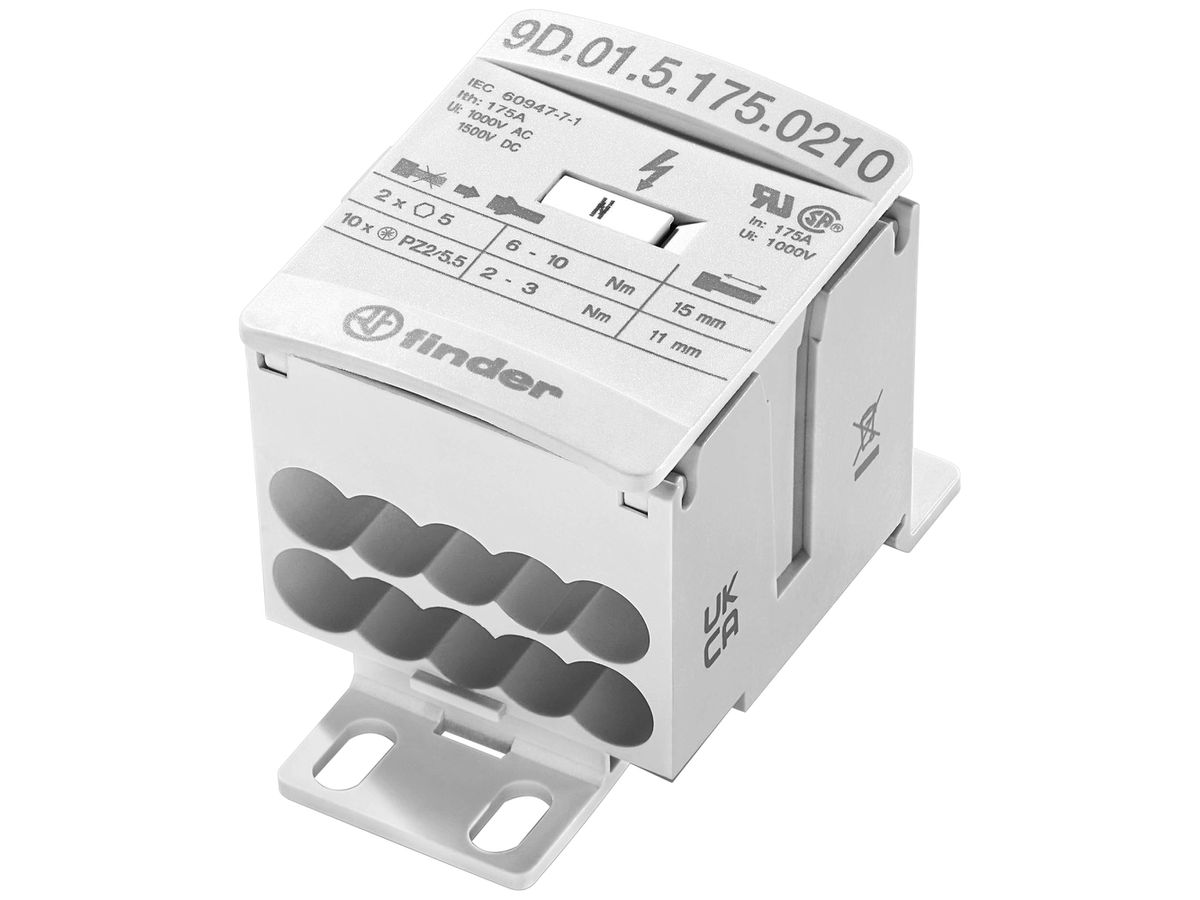 Klemmenblock FINDER 9D.01 1 Pol 175A 2 Eingänge 10 Ausgänge 2.5…70mm²