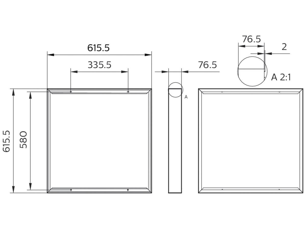 Anbaurahmen Philips RC132Z Kunststoff 615.5×615.5×76.5mm weiss