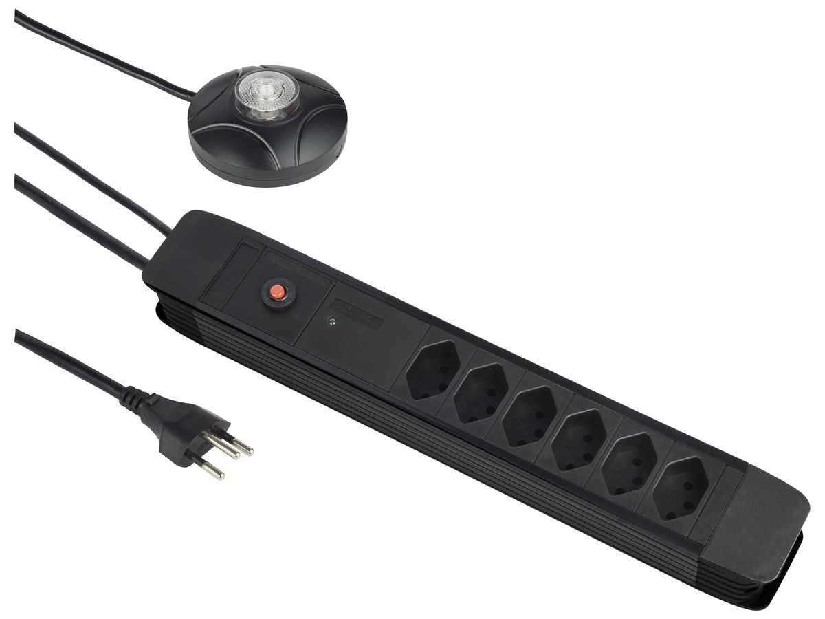 Steckdosenleiste PRINCIPIO+ 6×Typ 13 vertikal Kabel 3m externer Schalter schwarz