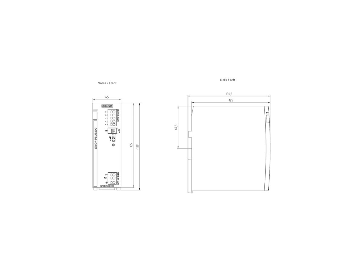 Stromversorgung Siemens SITOP, IN: 120…230VAC (120…240VDC), OUT: 24VDC/10A