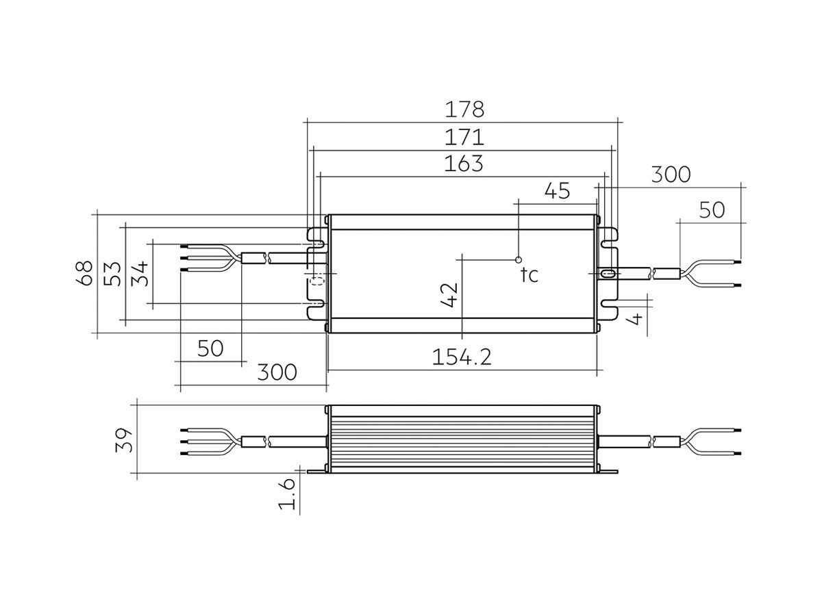 LED-Konverter Tridonic LC 100 24V IP67 L EXC UNV, 100W, 24VDC, 178×68×39mm