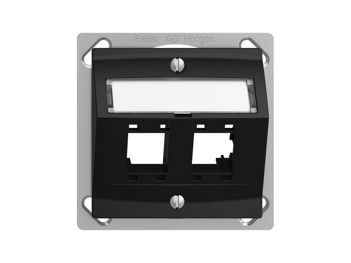EB-Montageset EDIZIOdue, mit Schrägauslasshaube, für 2×RJ45, schwarz