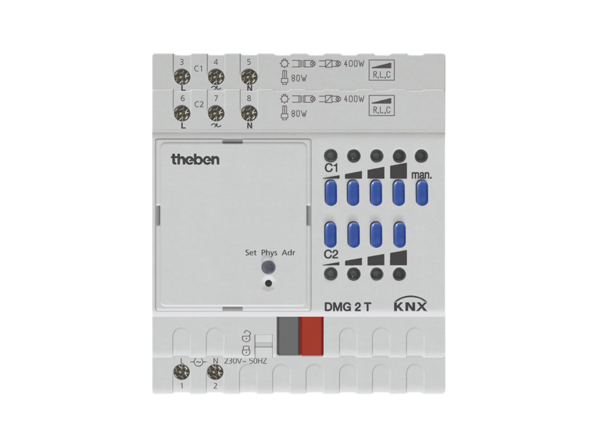 REG-KNX-Dimmaktor Theben 2×400W, Grundmodul