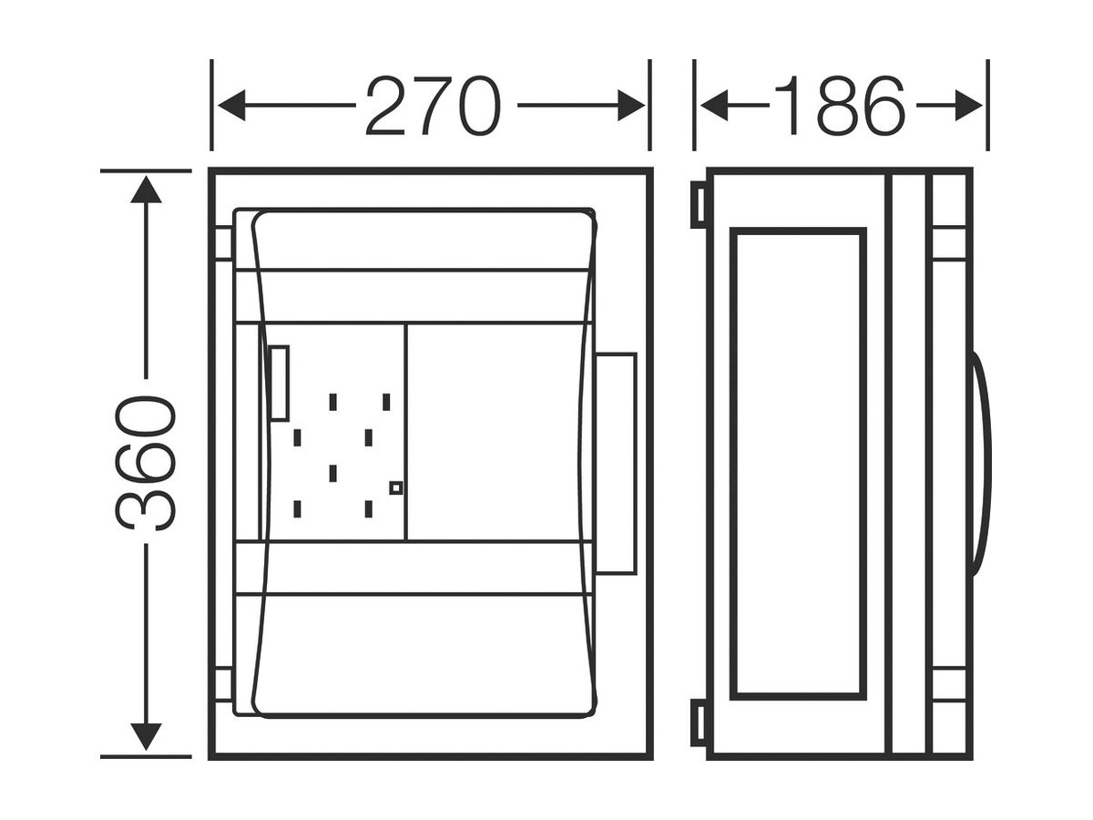 Zählergehäuse leer mit Tür 270×360×186mm ENYSTAR