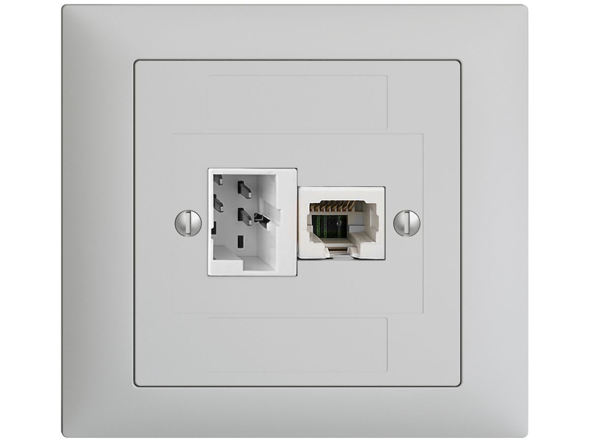 EB-Dose 1×T+T,1×RJ45/u 4P EDIZIOdue hellgrau ITplus ITM