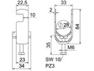 Schnellverleger BET 2056 F-Fuss Kunststoff 22…28mm 1×Kabel Stahl tfZn