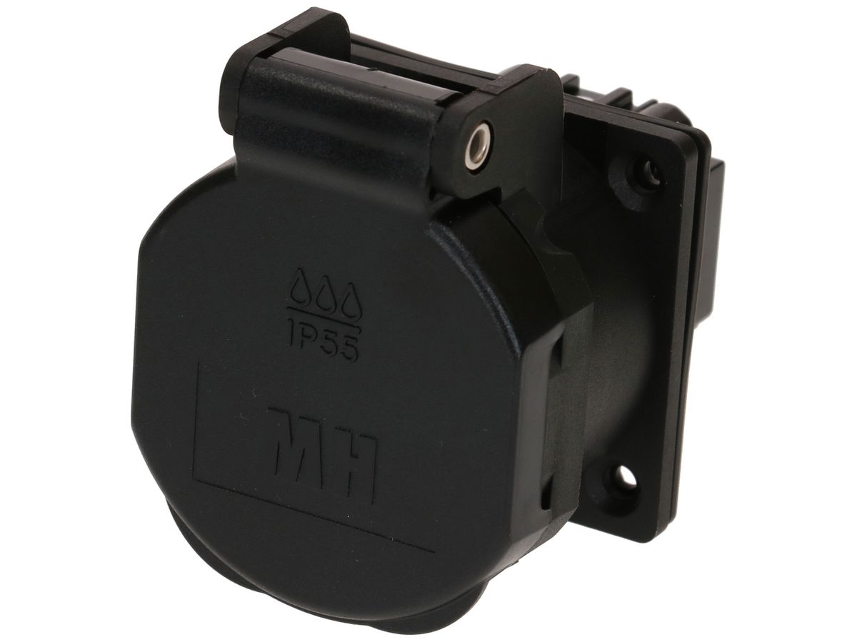EB-Steckdose MH BUILD 1×Typ 13 10A 230V 50×61.5×66.7mm IP55 schwarz