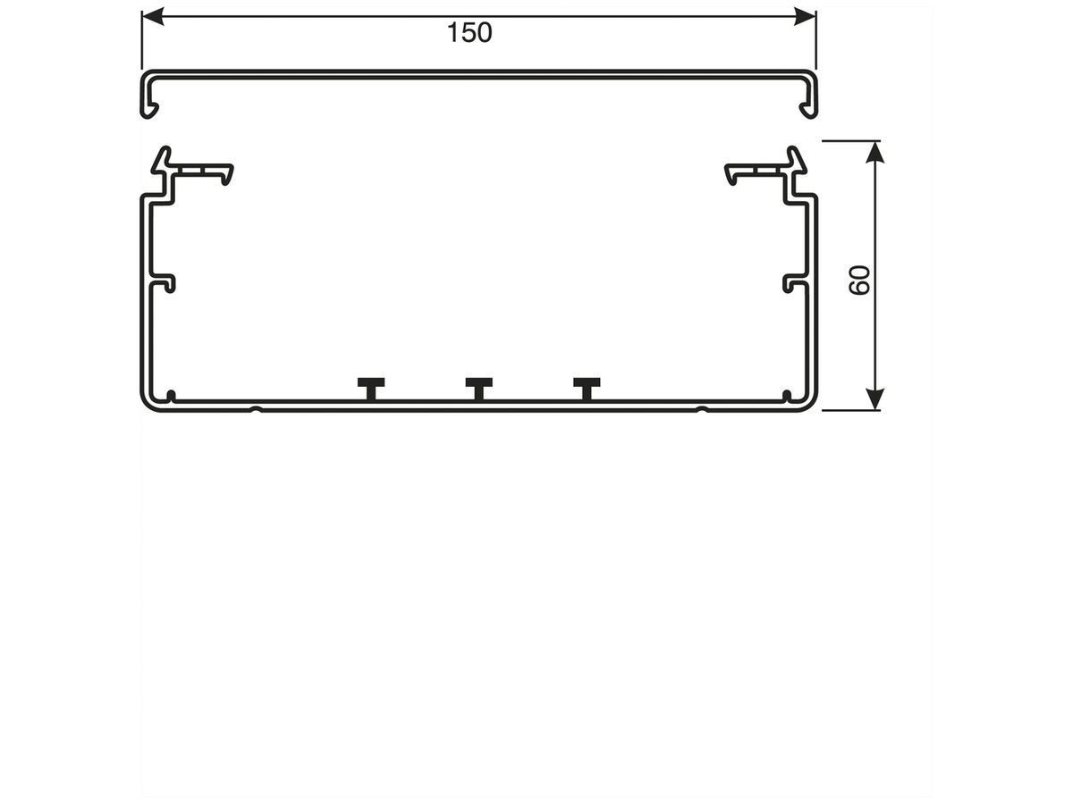 Installationskanal tehalit LFH 150×60×2000mm hellgrau