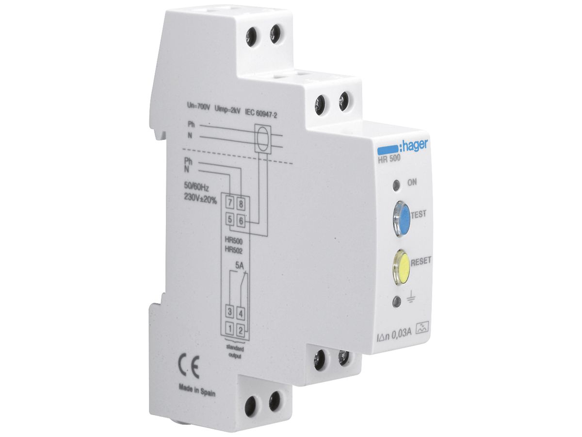 Differenzstromwächter Hager HR500 30mA Typ A