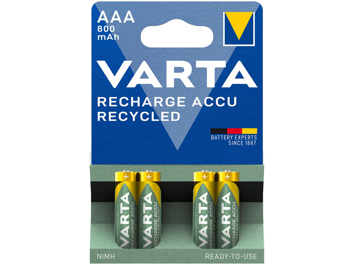 Akku VARTA HR03/AAA recycled 0.8Ah, Blister à 4 Stück