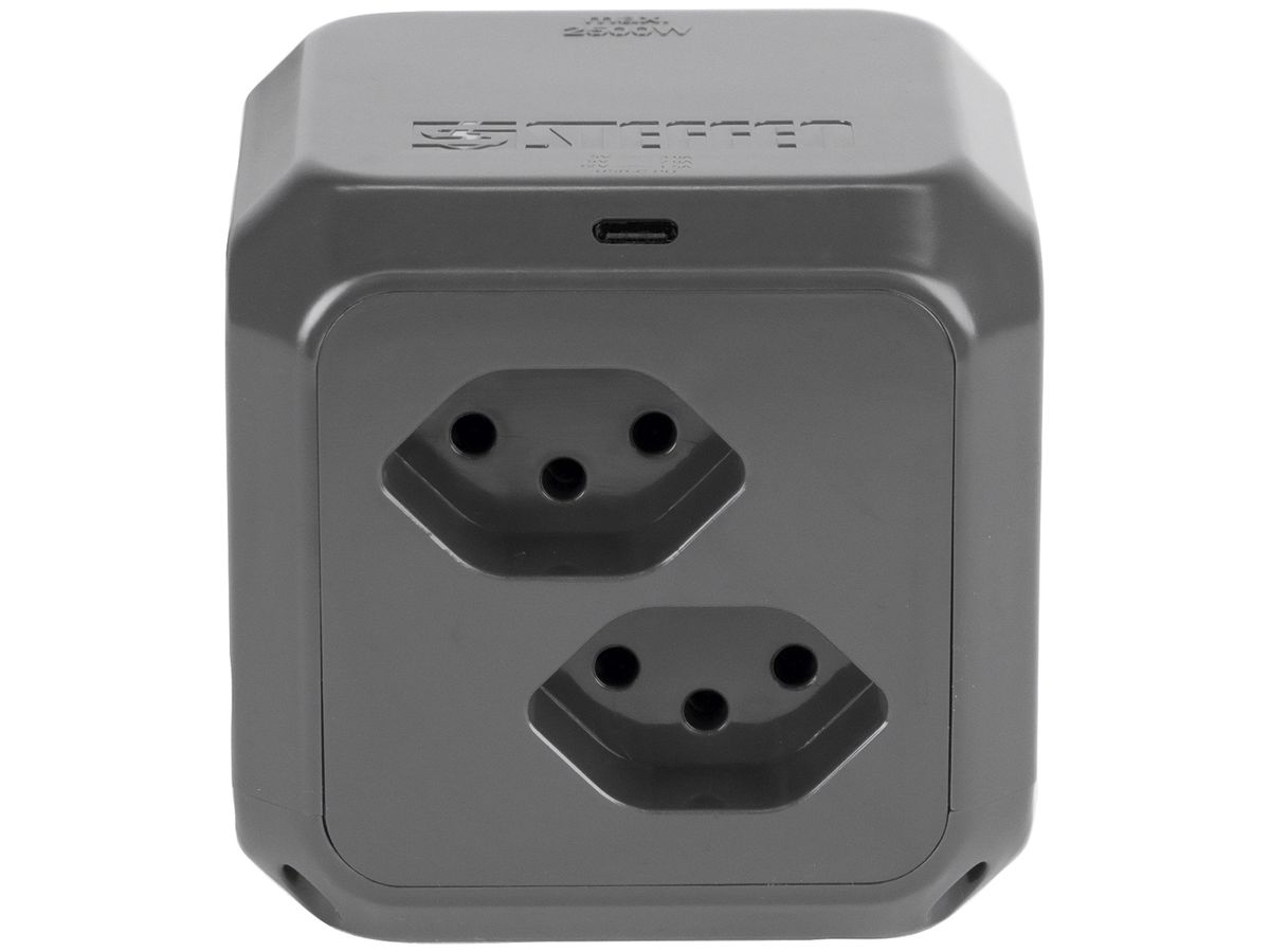 Steckdosenleiste Steffen CUBE 8×T13 1×USB-C 1.5m anthrazit