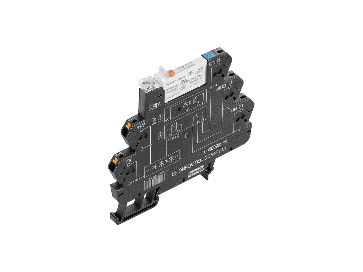 Relais WM TRP 1CO AgSnO2 19.2…28.8VDC 6A/250VAC Prüftaste push-in