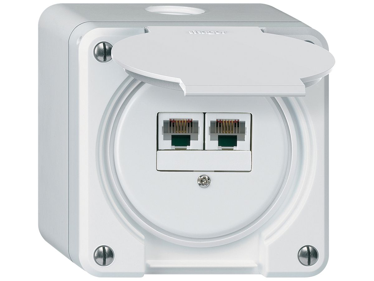 AP-Anschlussdose robusto IP55 weiss 2×RJ45/u parallel