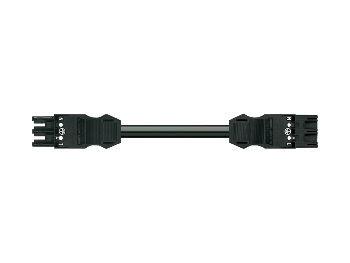 Verbindungsleitung MIDI 3×2.5mm² 20A 250V 3m Cod.A Buchse-Stecker schwarz Cca