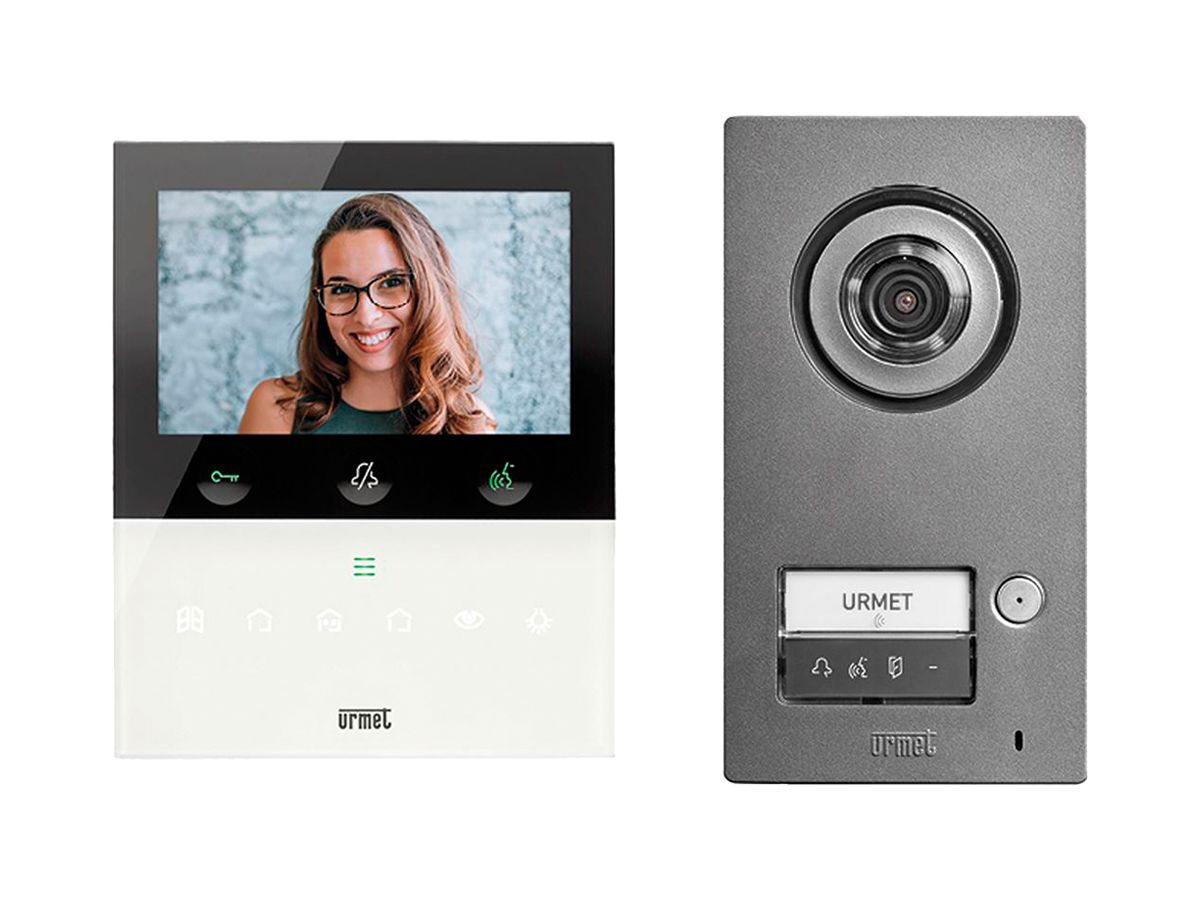 Türsprech-Set Video Urmet 1×Ruftaste 2-Draht weiss
