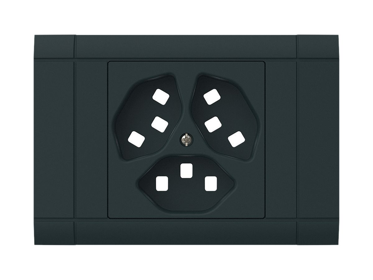EB-Frontset kallysto für Einbausteckdose 3×Typ 23 Abdeckrahmen steckbar schwarz