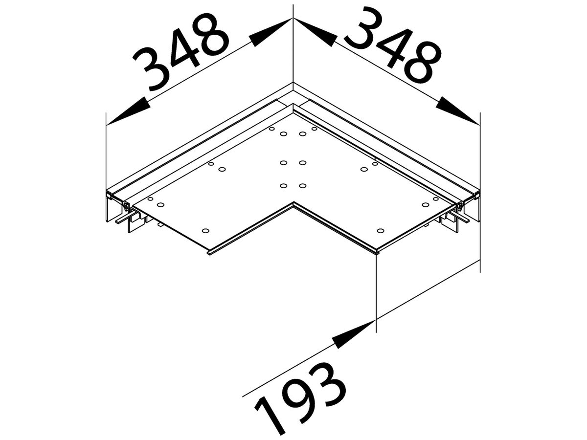 Flachwinkel tehalit BKB Oberteil Wanne Inneneck für Bodenkanal 200×348×3mm