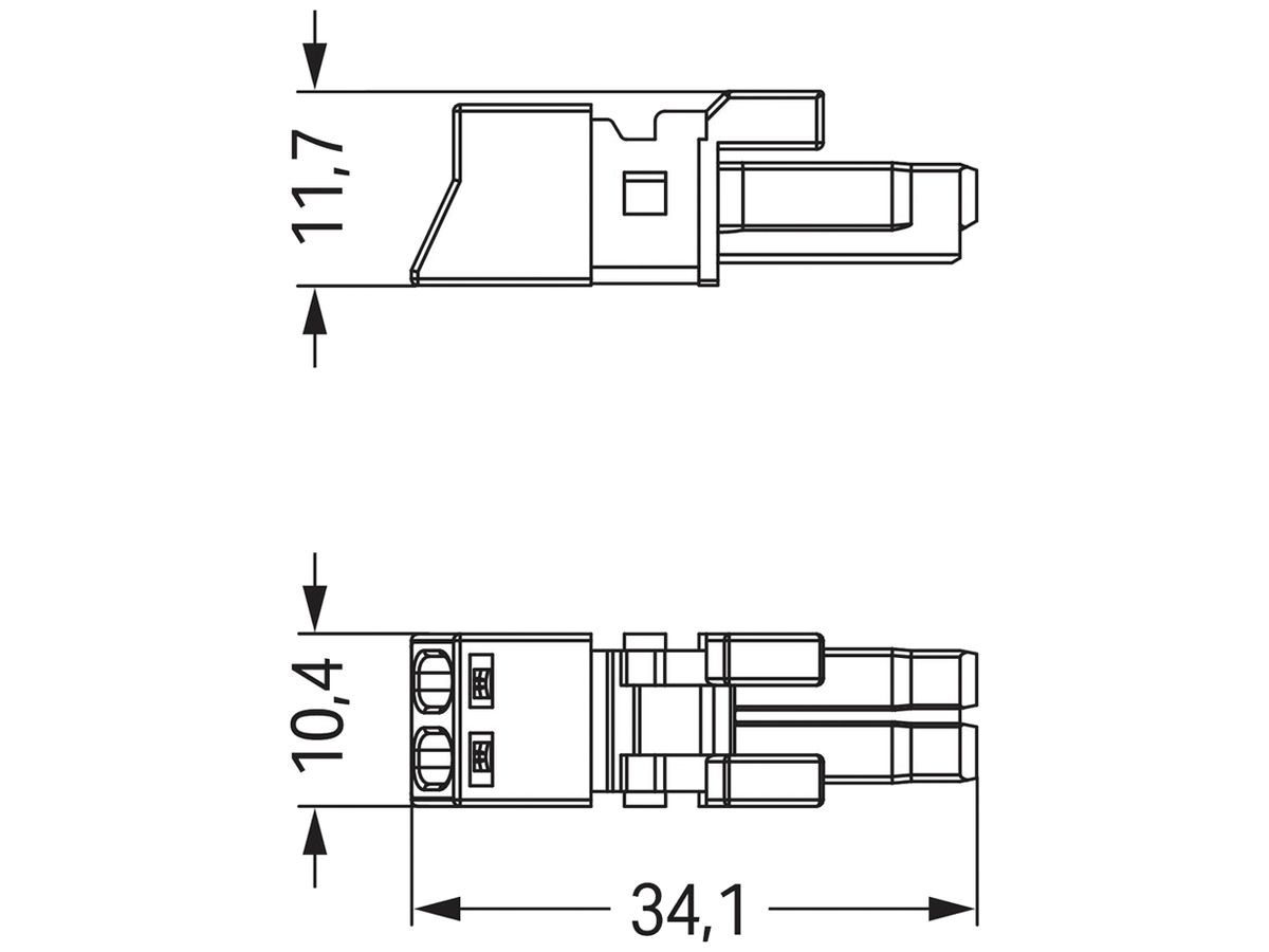 Buchse WAGO 2L 0.25…1.5mm² grau Codierung B 16A 250V ohne Zugentlastungsgehäuse