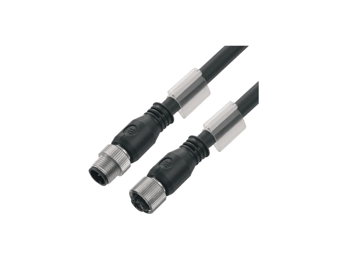 Kabel Weidmüller M12/M12 5L 2m Stift/Buchse gerade geschirmt PUR schwarz