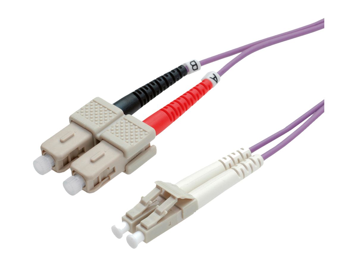 Patchkabel LWL ROLINE 2×OM4 LC-Duplex/SC-Duplex PVC violett 1m