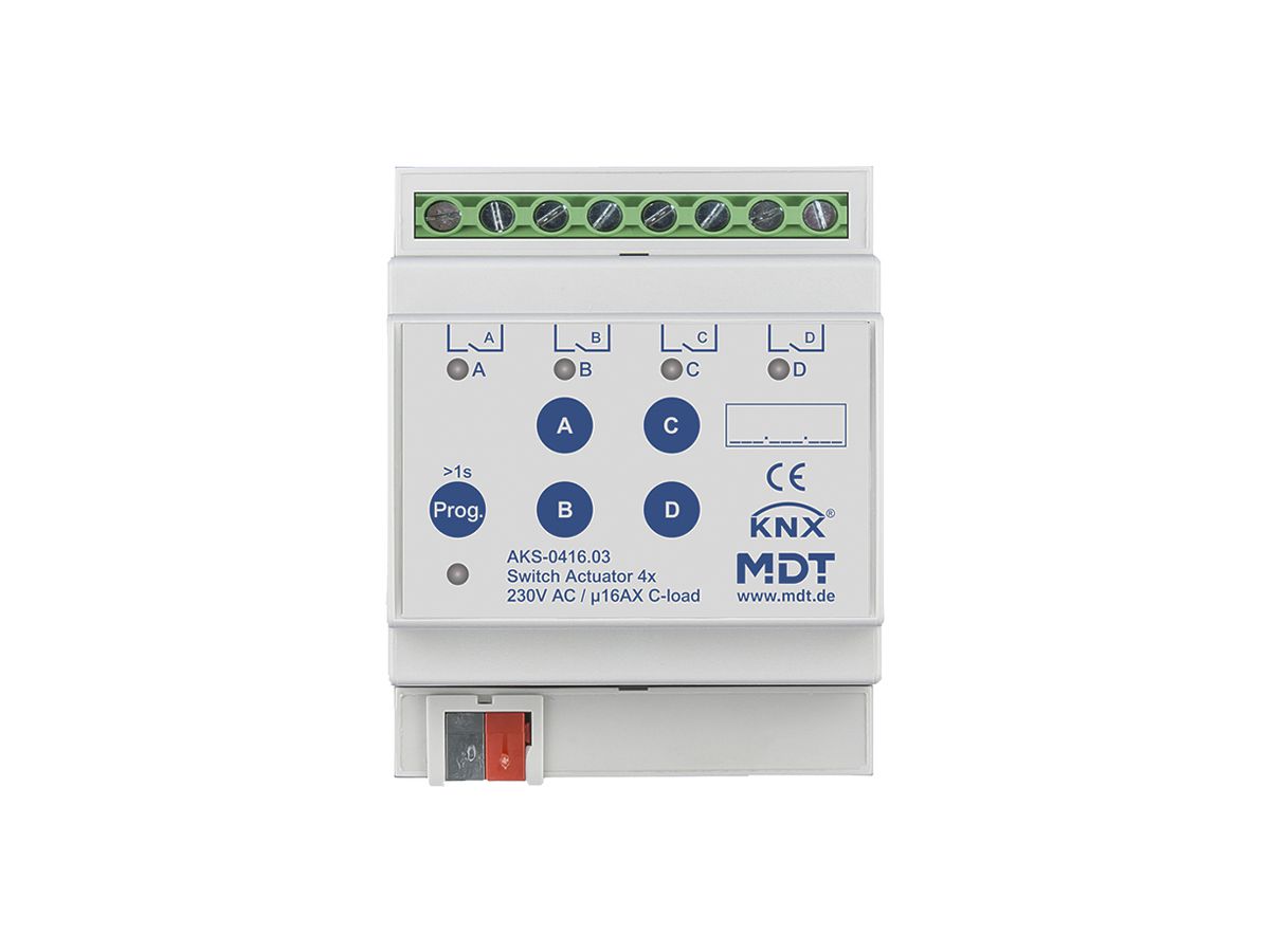 REG-Schaltaktor KNX MDT AKS-0416.03 4-Kan 16A 230VAC 4TE