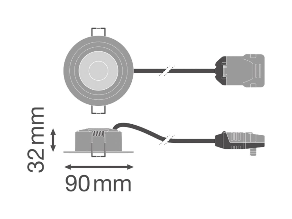EB-LED-Spot LEDVANCE COMBO FIX 5W 560lm 827/830/840 IP20/65 60° DIM Ø90 weiss