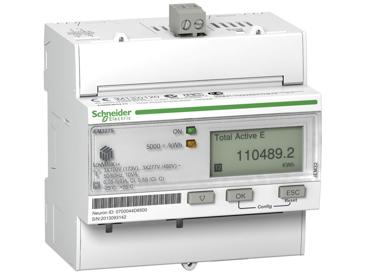 REG-Energiezähler Schneider Electric iEM3275 MID 3P+N Wandler LON Import/Export