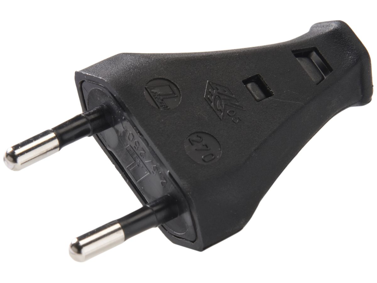 Stecker T26 ELBRO 2L 2.5A 250V 2×0.5…0.75mm² schwarz