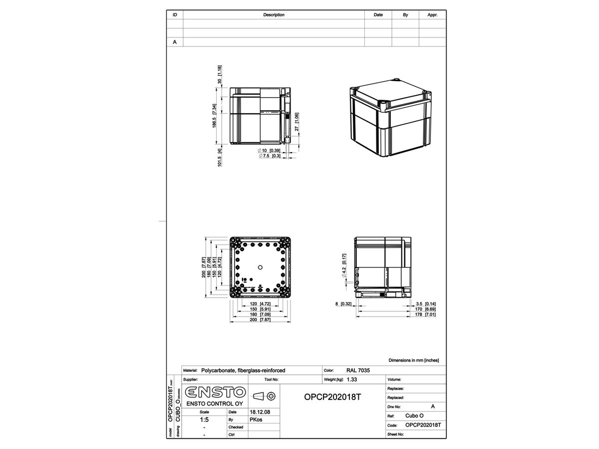 Apparategehäuse CUBO O 200×200×180