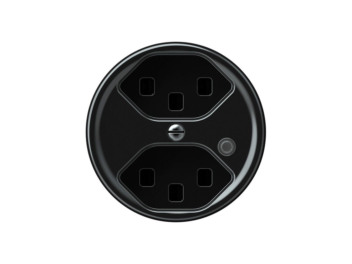 Steckdose origin 2×Typ 23 bel.grün 16A 230V 60×60mm schwarz
