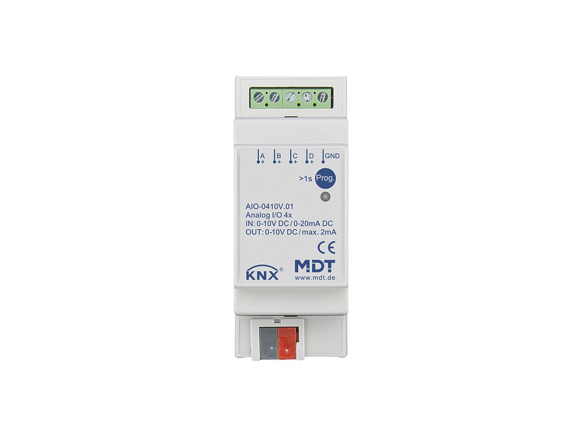 REG-Ein-/Ausgangs-Modul KNX MDT AIO-0410V.01 4-Kan IN:0-10V 0-20mA OUT:0-10V