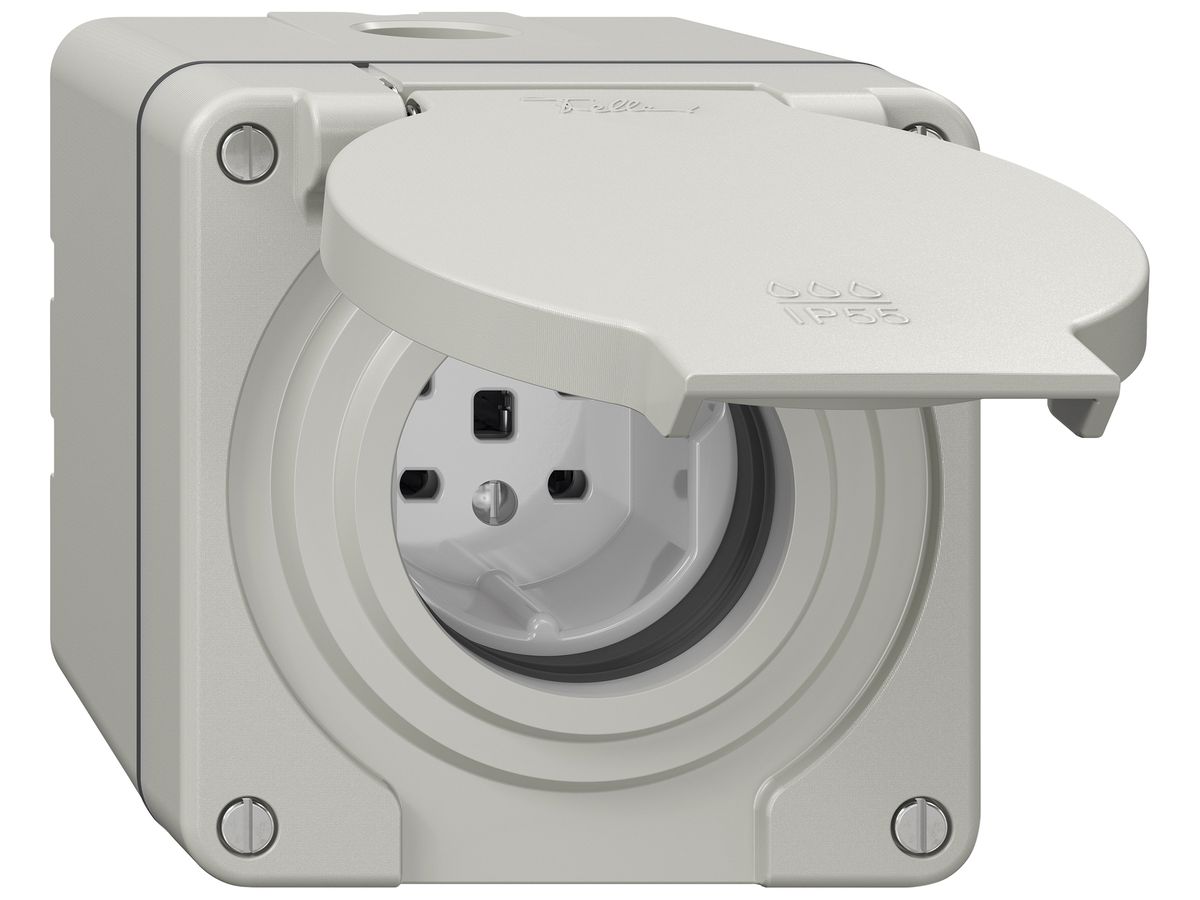 AP-Steckdose NEVO SNAPFIX® 1×T25 16A 440V 87×87×81mm IP55 lgu
