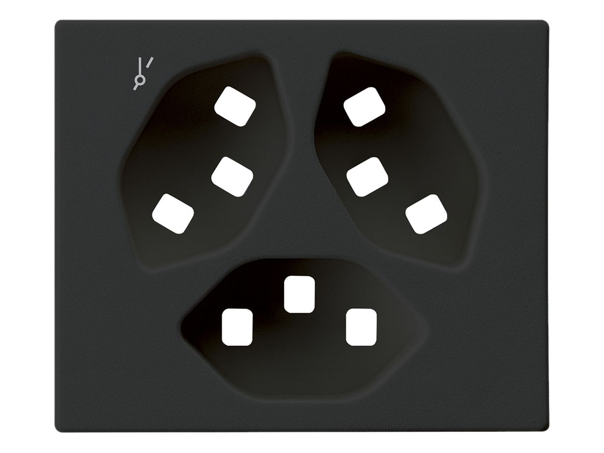 Frontplatte zu FLF-Steckdose Hager 3×Typ 23 1×S Z schwarz