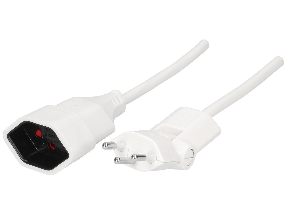 Verlängerung T12/T13 Td 3×1mm² 5m weiss 180° Klappstecker