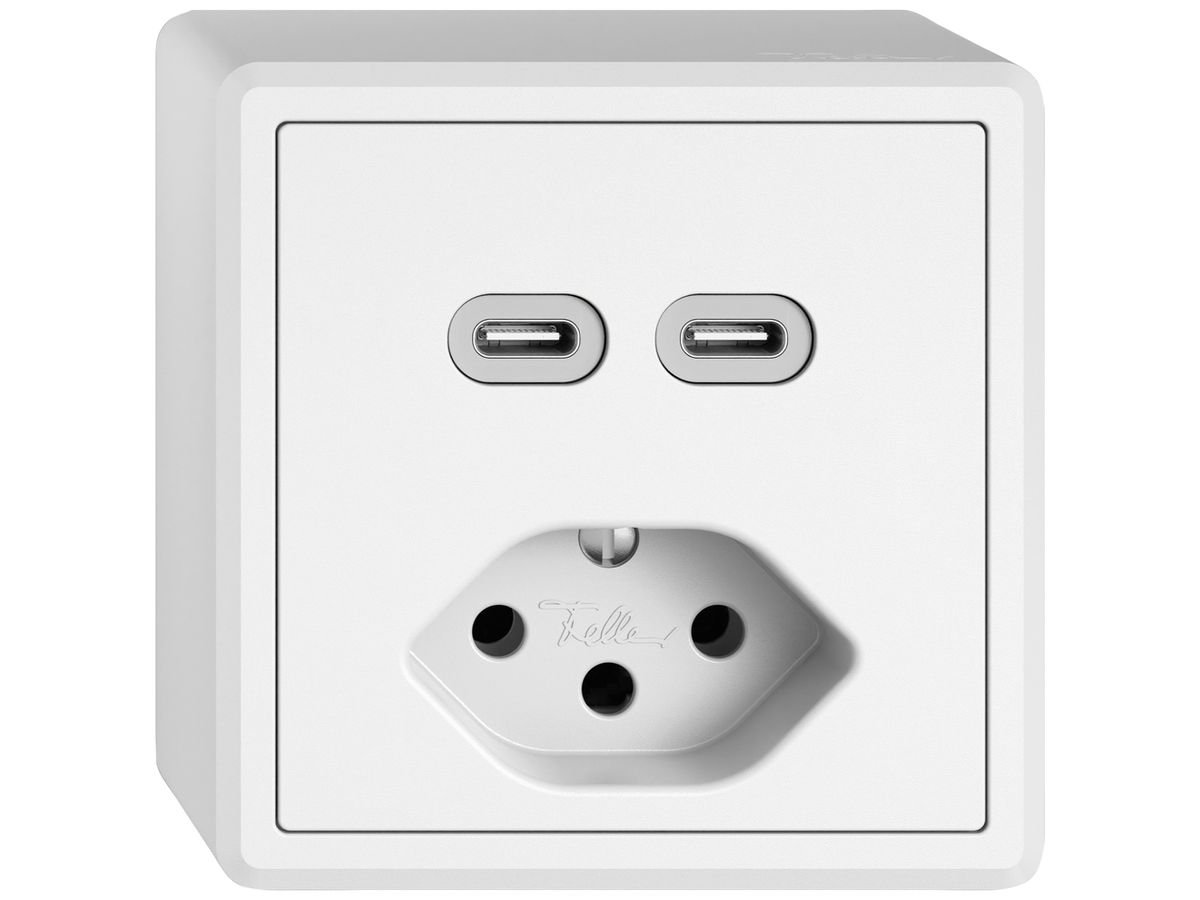 AP-USB-Ladesteckdose EDIZIO.liv SNAPFIX® USB C+C/T13 3A 230VAC ws
