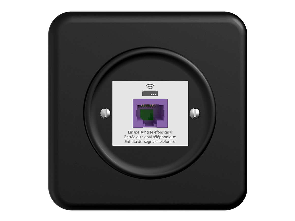UP-Rückführungsdose STANDARDdue QMI 1×RJ45 f.Swisscom VoIP, 8 polig, UTP schwarz