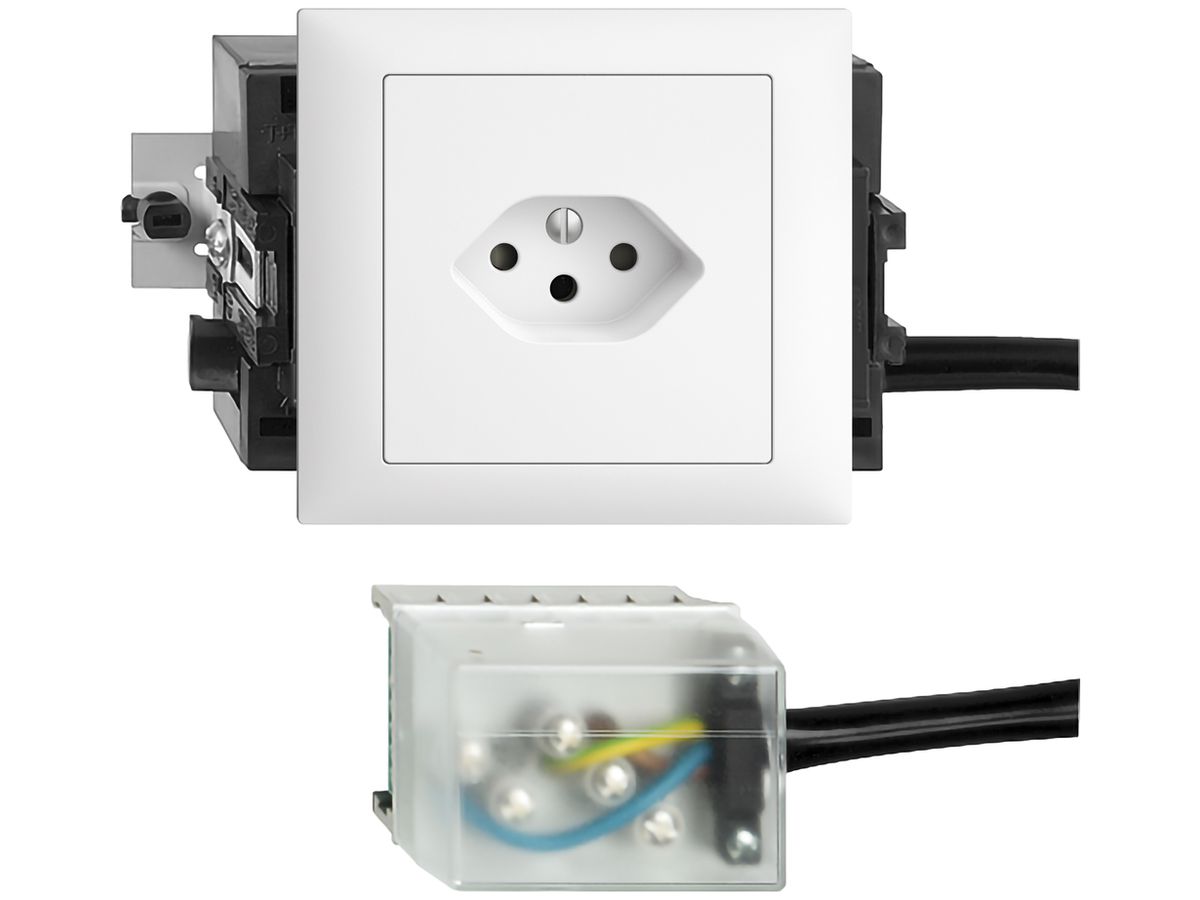 EB-Steckdose EDIZIOdue T13 L3 46…69mm weiss für Flachkabel Powerbus