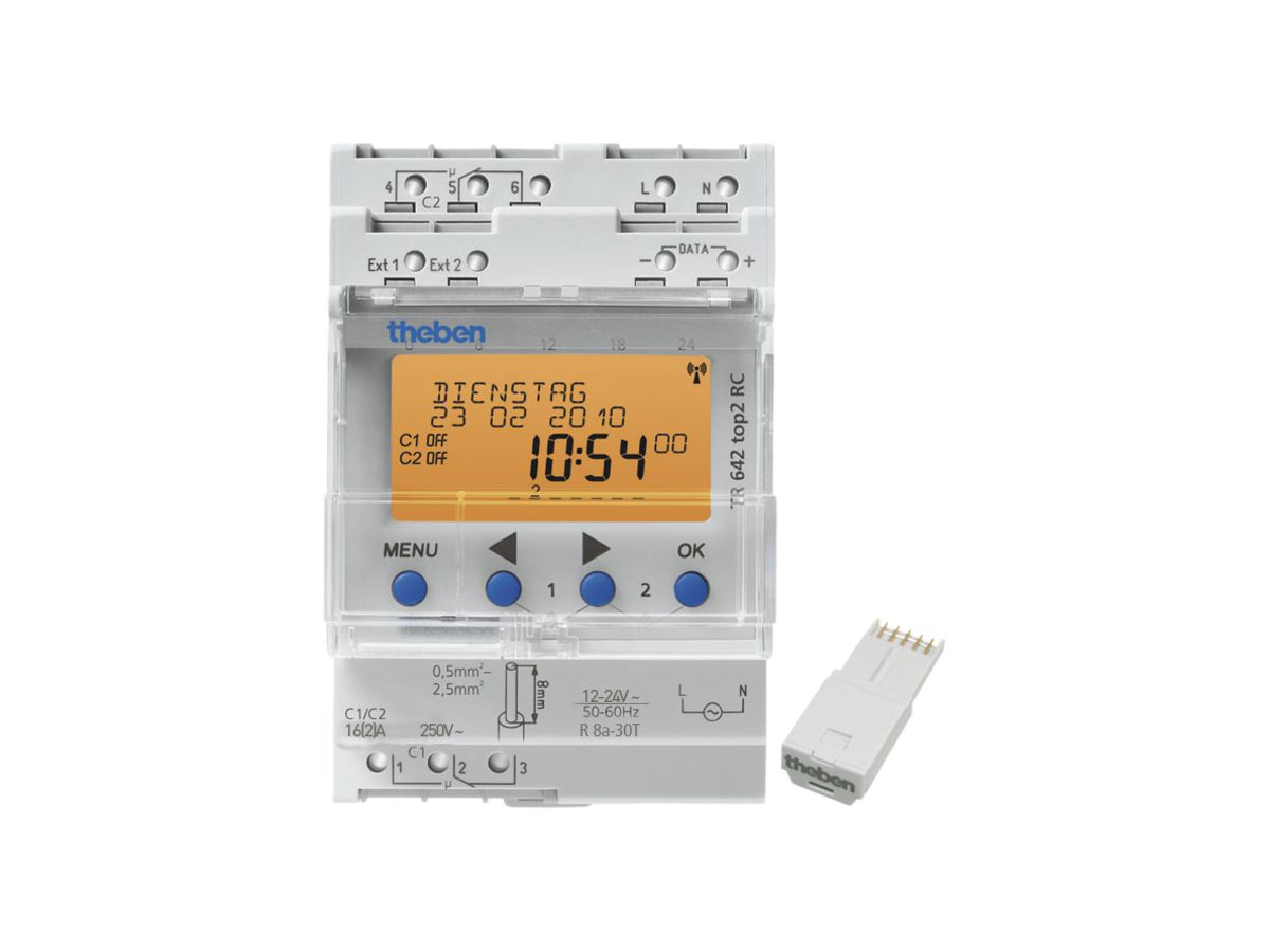 REG-Schaltuhr digital Theben TR 642 top2 RC 24V