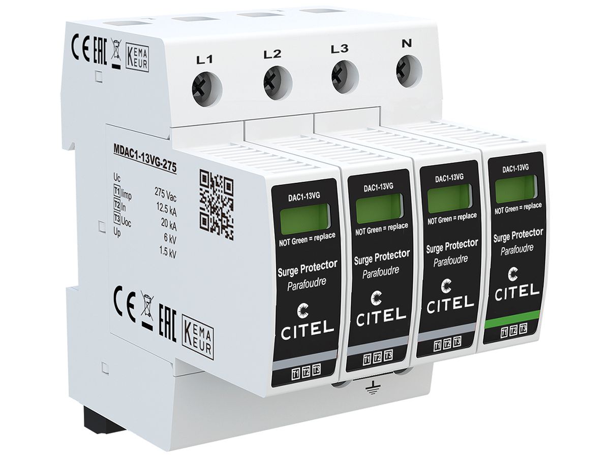 Blitzstromableiter  Citel DAC1-13VGS-31-275 Typ 1+2+3, 4-polig