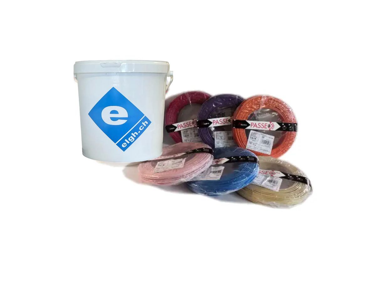 T-Draht Set-LAMPEN mit Eimer - 5x100m ws/violett/ro/or/br/beige/rosa