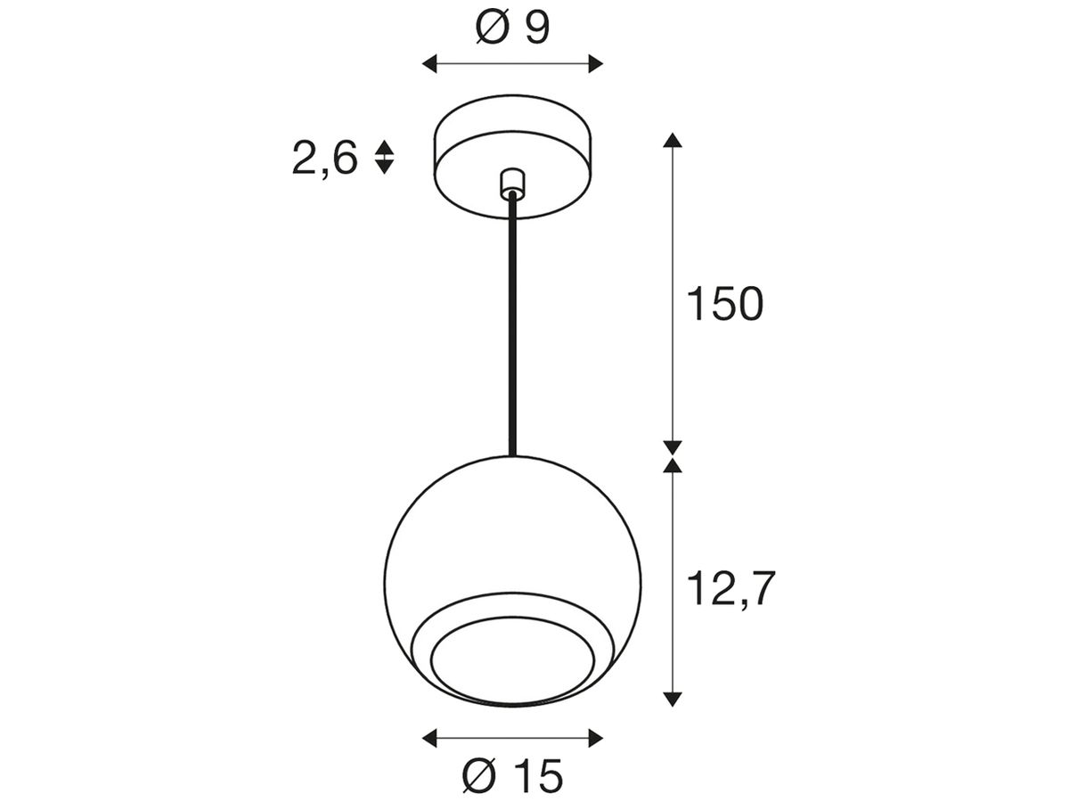 Pendelleuchte SLV LIGHT EYE 150 GU10 1×13W DIM Ø150mm schwarz