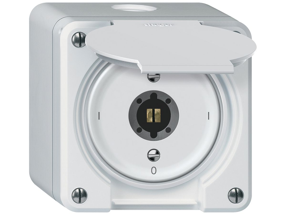 AP-Schlüsselschalter robusto Ausschalter 3×1-polig 16A 250V 86×86mm weiss