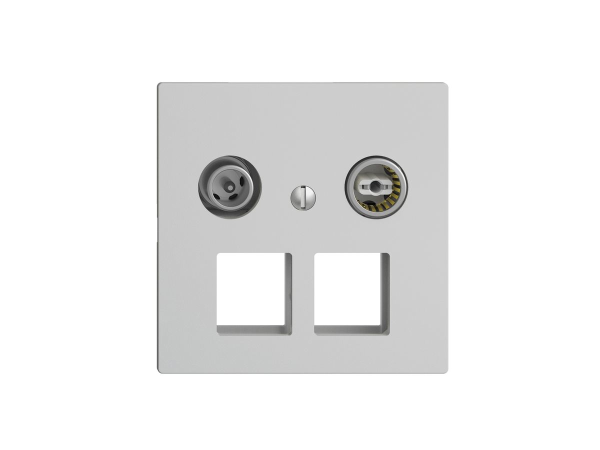 Multimediadose 15dB EDIZIOdue F, Durchgangsdose, f.2×RJ45 Keystone, hellgrau