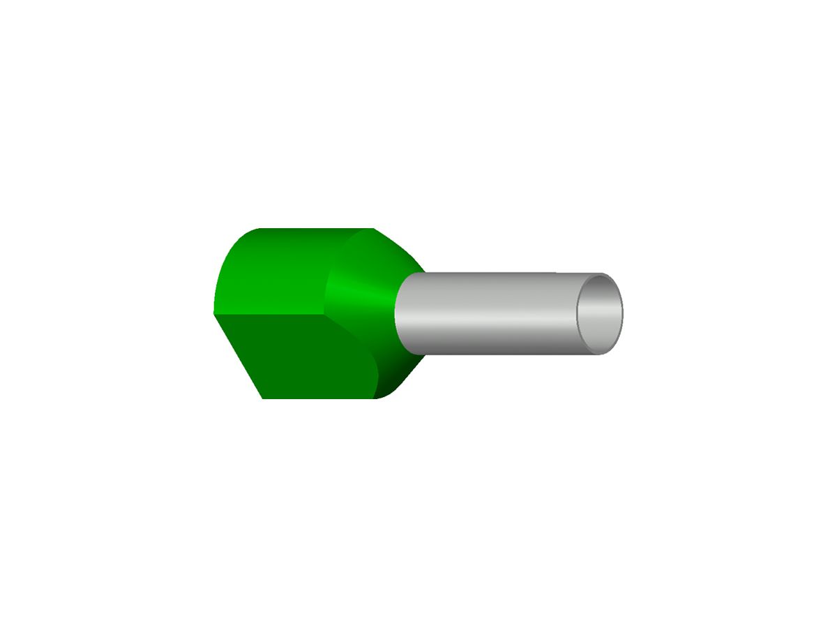 Zwillings-Aderendhülse isoliert 2×6mm² 14mm Typ B grün